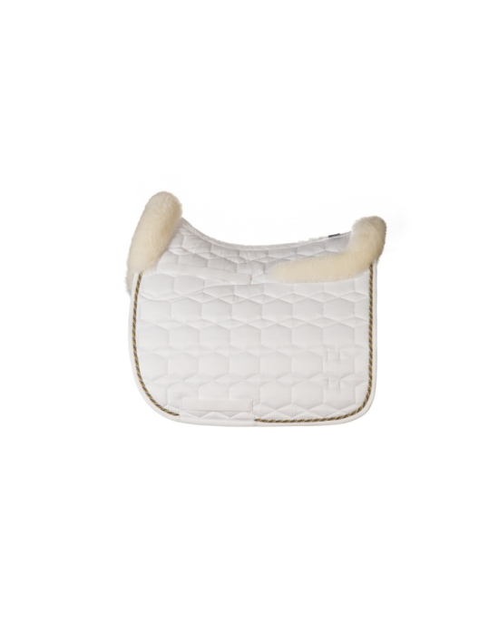 Mattes Saddle Pad Competition-Collection white/white with border front+behind Lambskin in Seating Area Alu Cord
