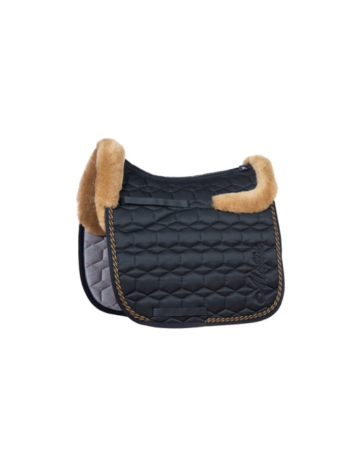 Mattes Saddle Pad Deluxe 20/black border front and bakc Lambskin in seating area