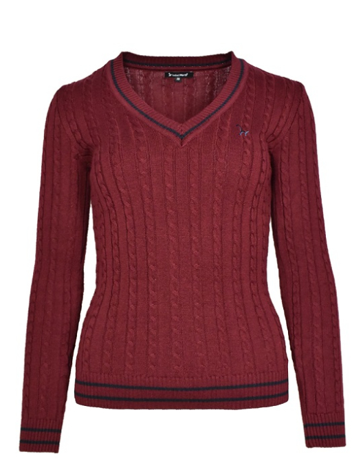 Isabell Werth Pullover Zopf, bordeaux-navy